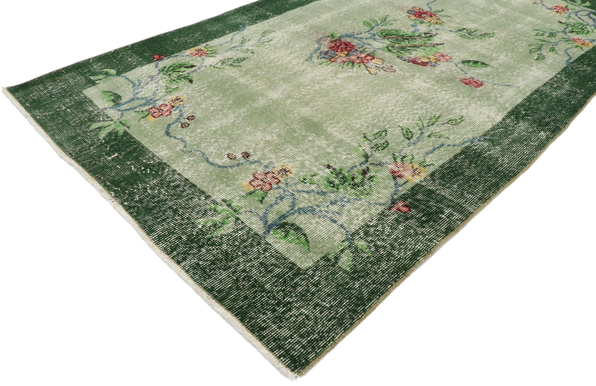 Alfombra Sivas Turca Vintage Desgastada de Estilo Romántico Hollywood Regency Regencia de Hollywood en venta