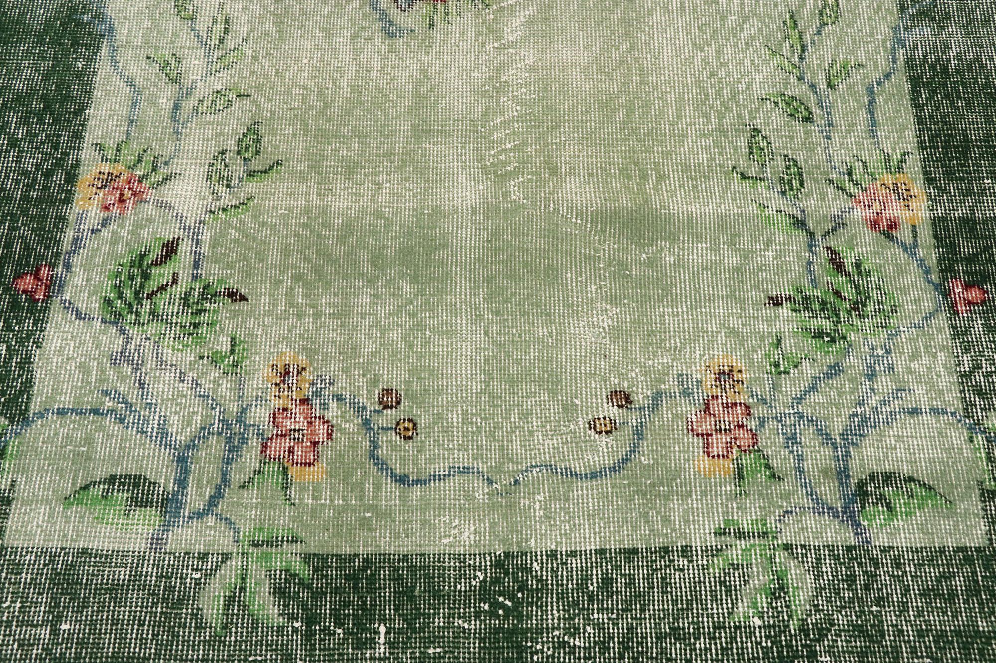 Alfombra Sivas Turca Vintage Desgastada de Estilo Romántico Hollywood Regency Turco en venta