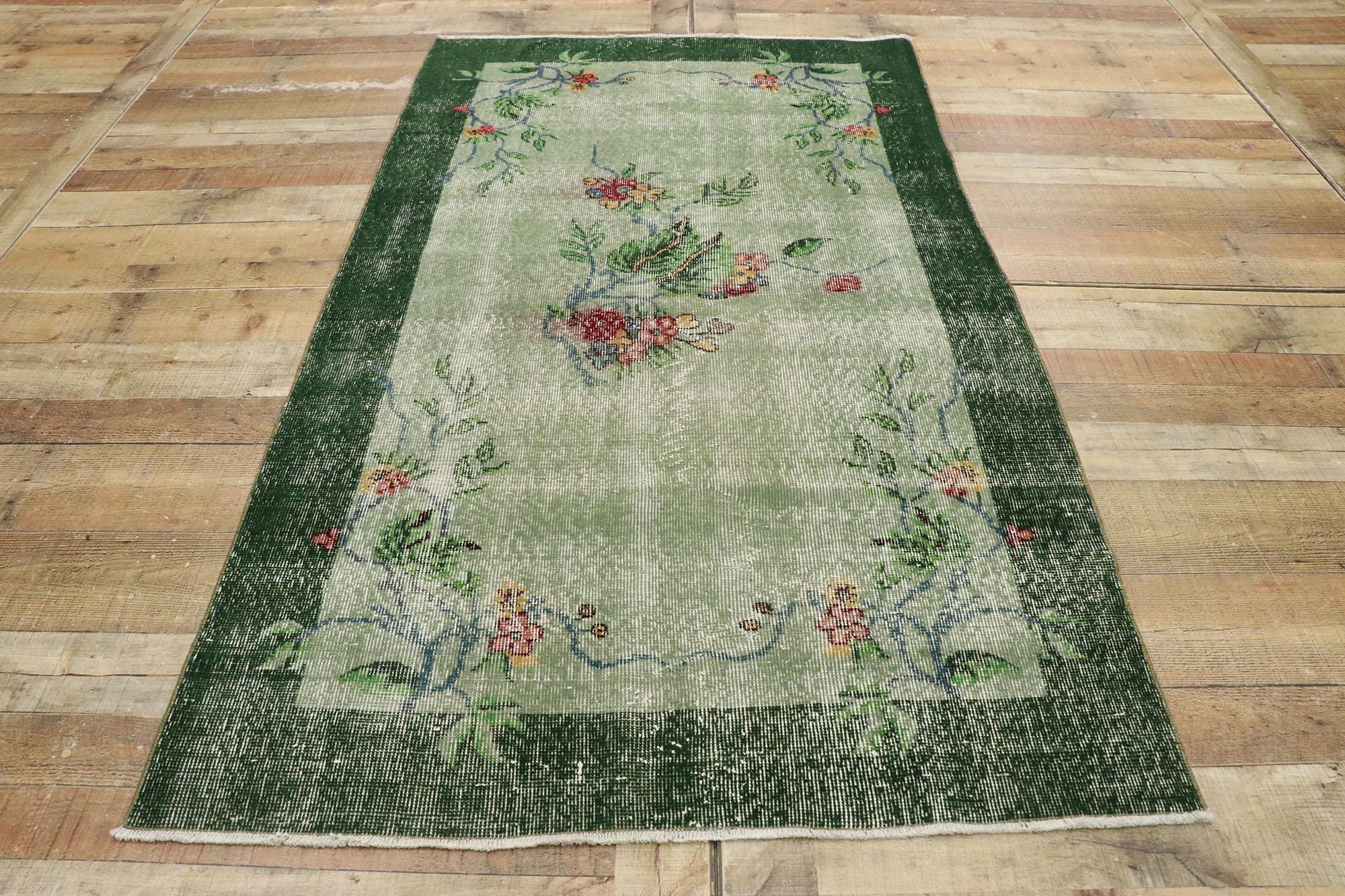 Alfombra Sivas Turca Vintage Desgastada de Estilo Romántico Hollywood Regency Lana en venta