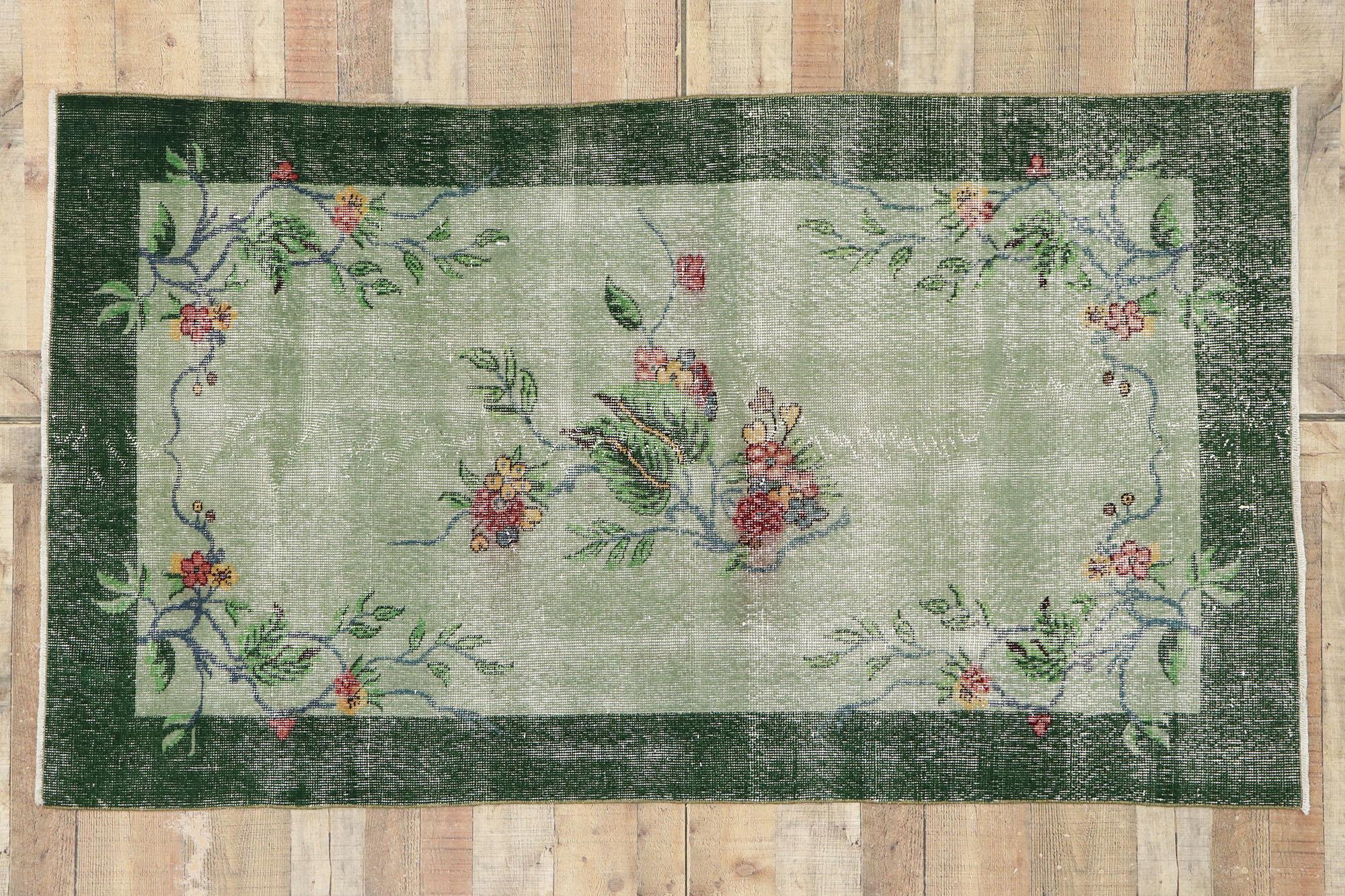 Alfombra Sivas Turca Vintage Desgastada de Estilo Romántico Hollywood Regency en venta 1