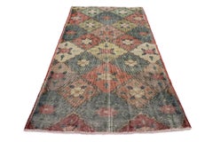 Distressed Vintage Turkish Sivas Rug with Romantic Industrial Art Deco Style