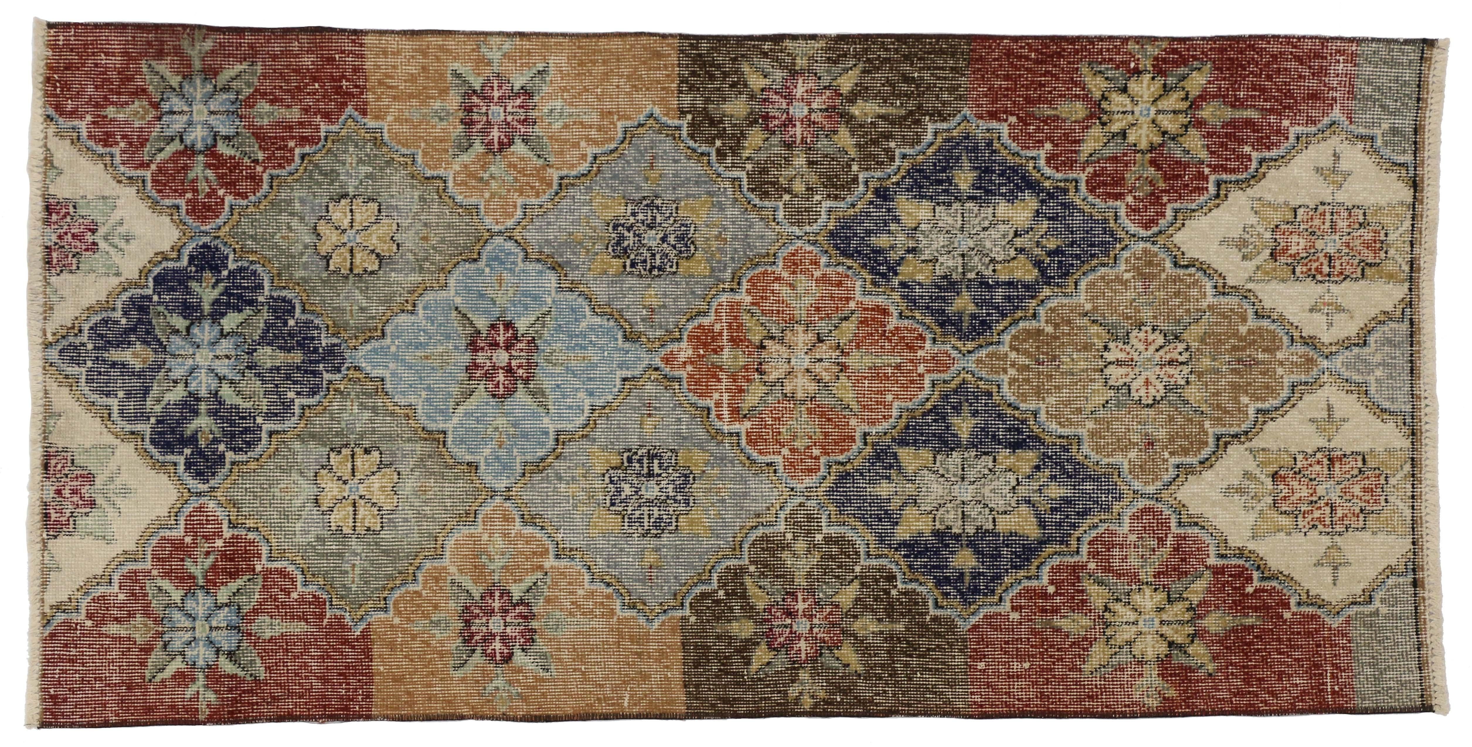 Turc Tapis turc Sivas vintage Zeki Muren vieilli de style rustique Arts & Crafts en vente