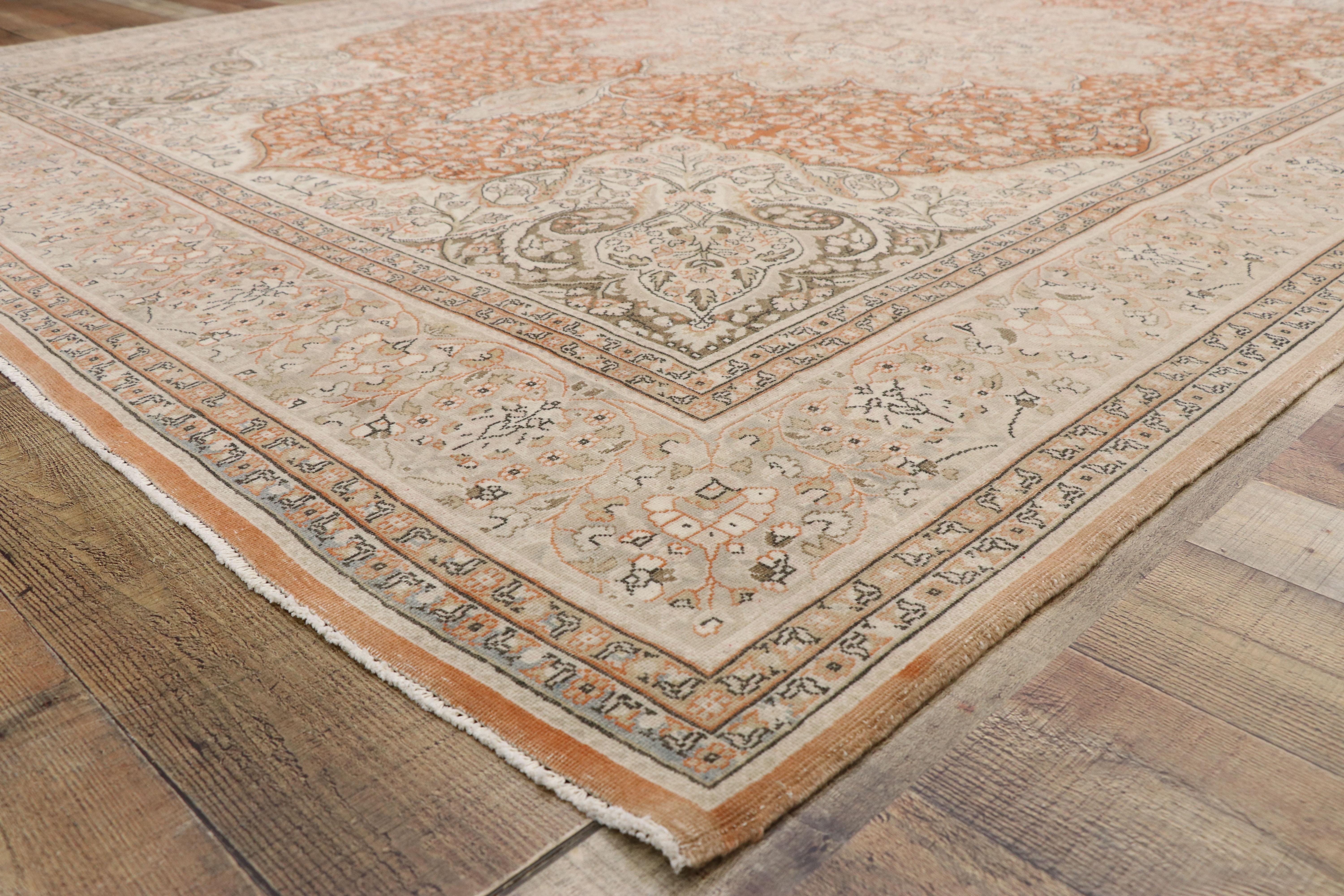 20th Century Distressed Vintage Turkish Sivas Rug with Romantic Rustic Art Nouveau Style For Sale