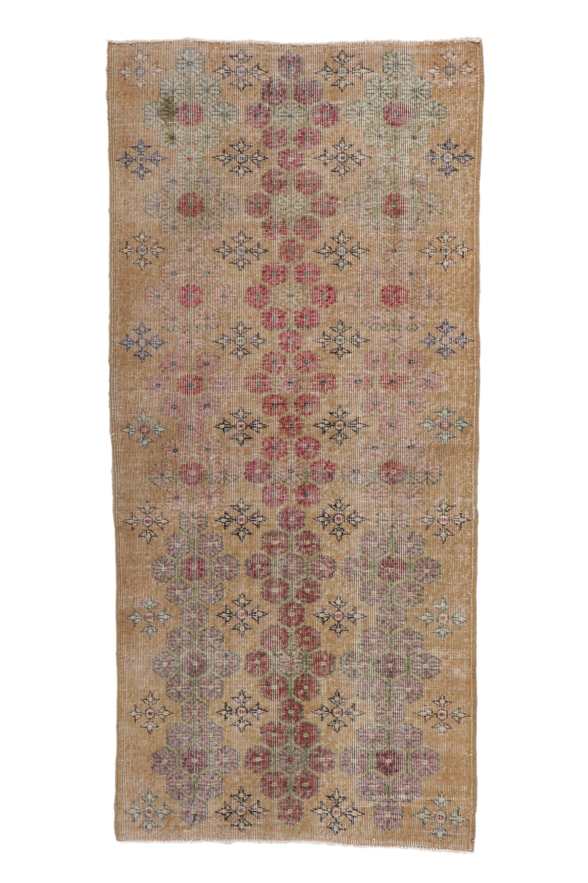 Distressed Vintage Turkish Sivas Rug with Rustic Arts and Crafts Style 2