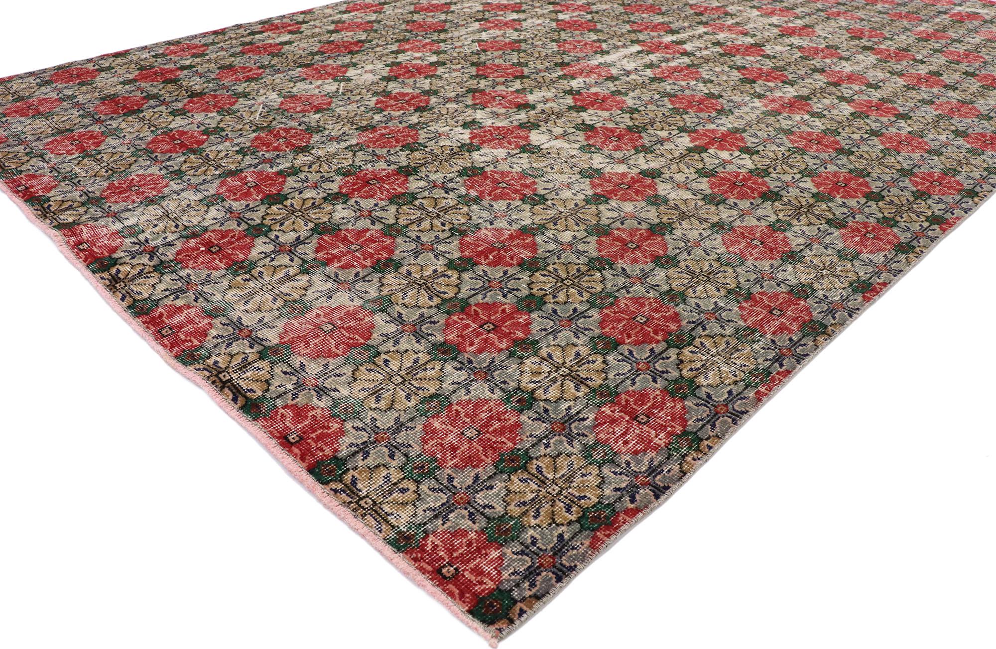 Türkischer Sivas-Teppich im Vintage-Look (Rustikal) im Angebot