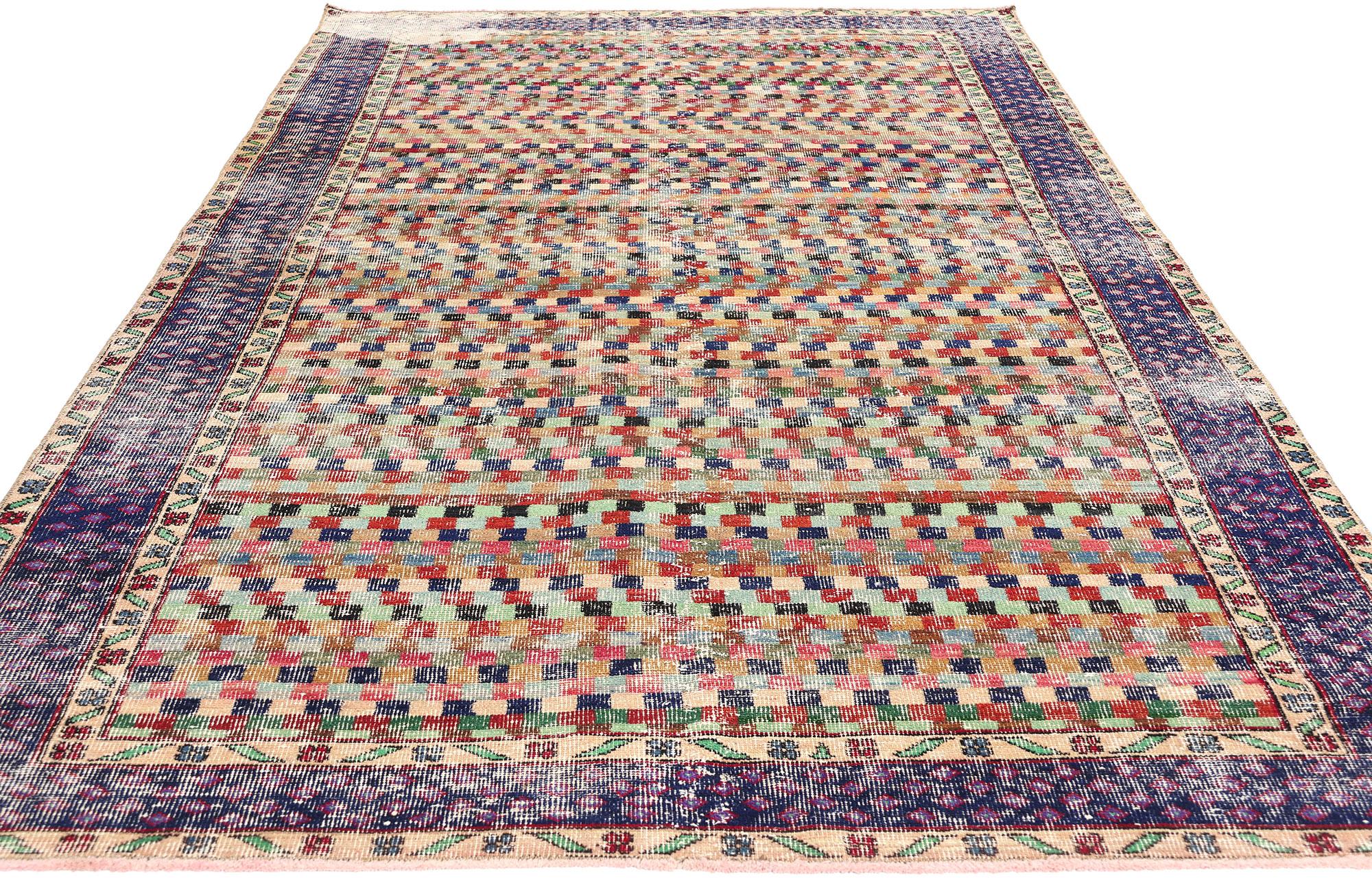 Mid-Century Modern Zeki Muren Vintage Turkish Sivas Rug For Sale