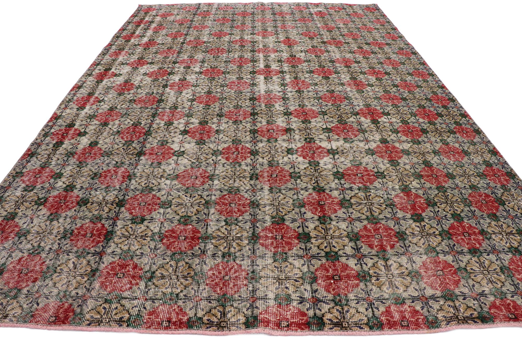 Hand-Knotted Distressed Vintage Turkish Sivas Rug For Sale