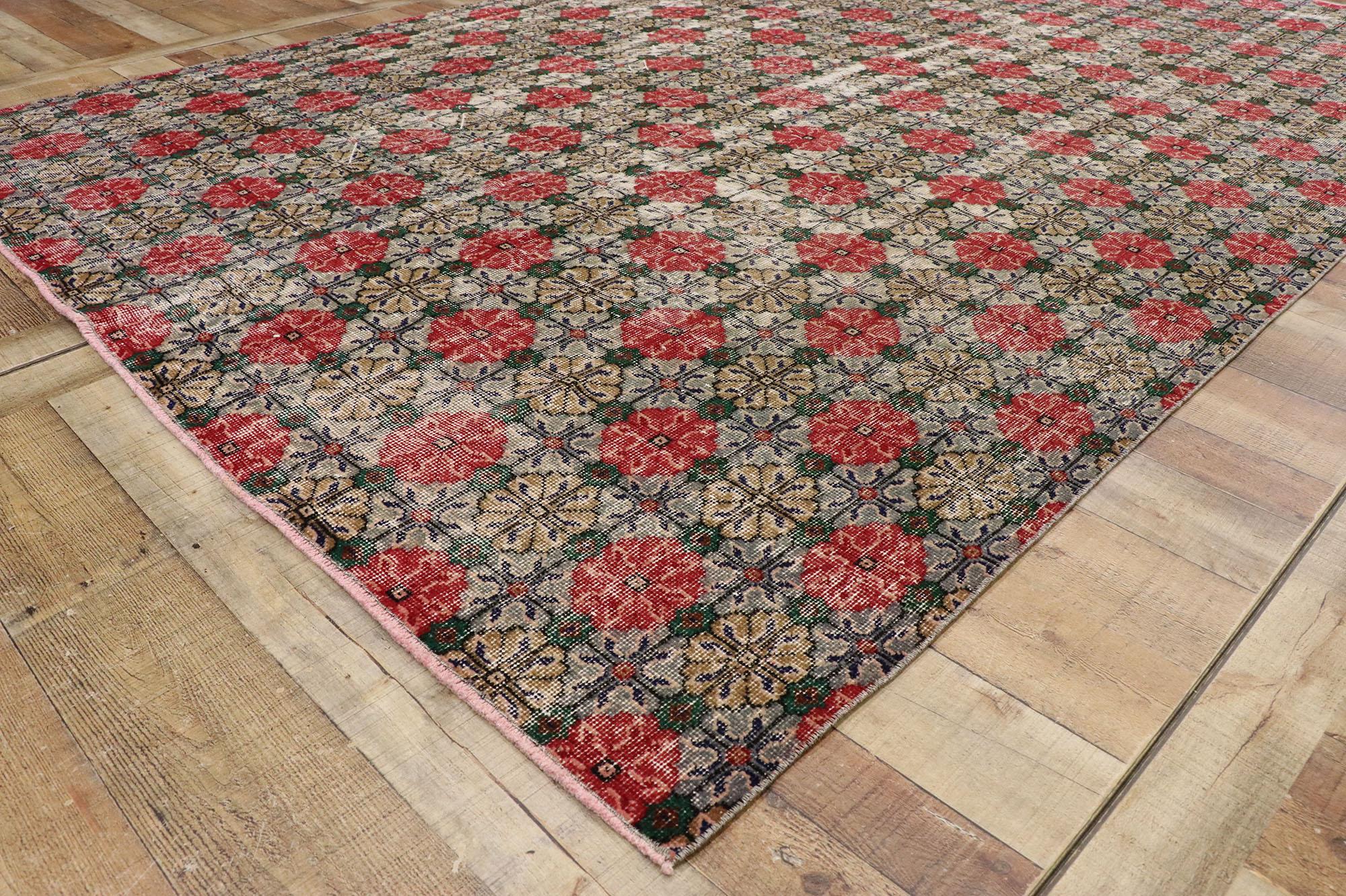 Wool Distressed Vintage Turkish Sivas Rug For Sale