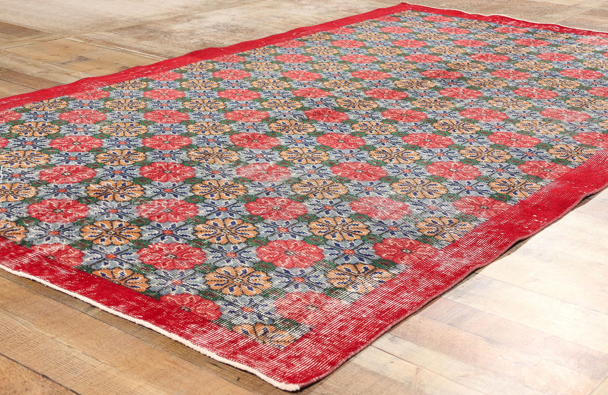 XX secolo Tappeto Zeki Muren turco Sivas del 1960 con stile moderno in vendita