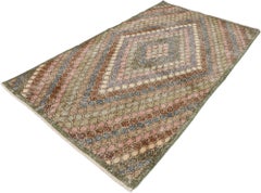 Distressed Vintage Turkish Sivas Rug with Rustic Bohemian Style
