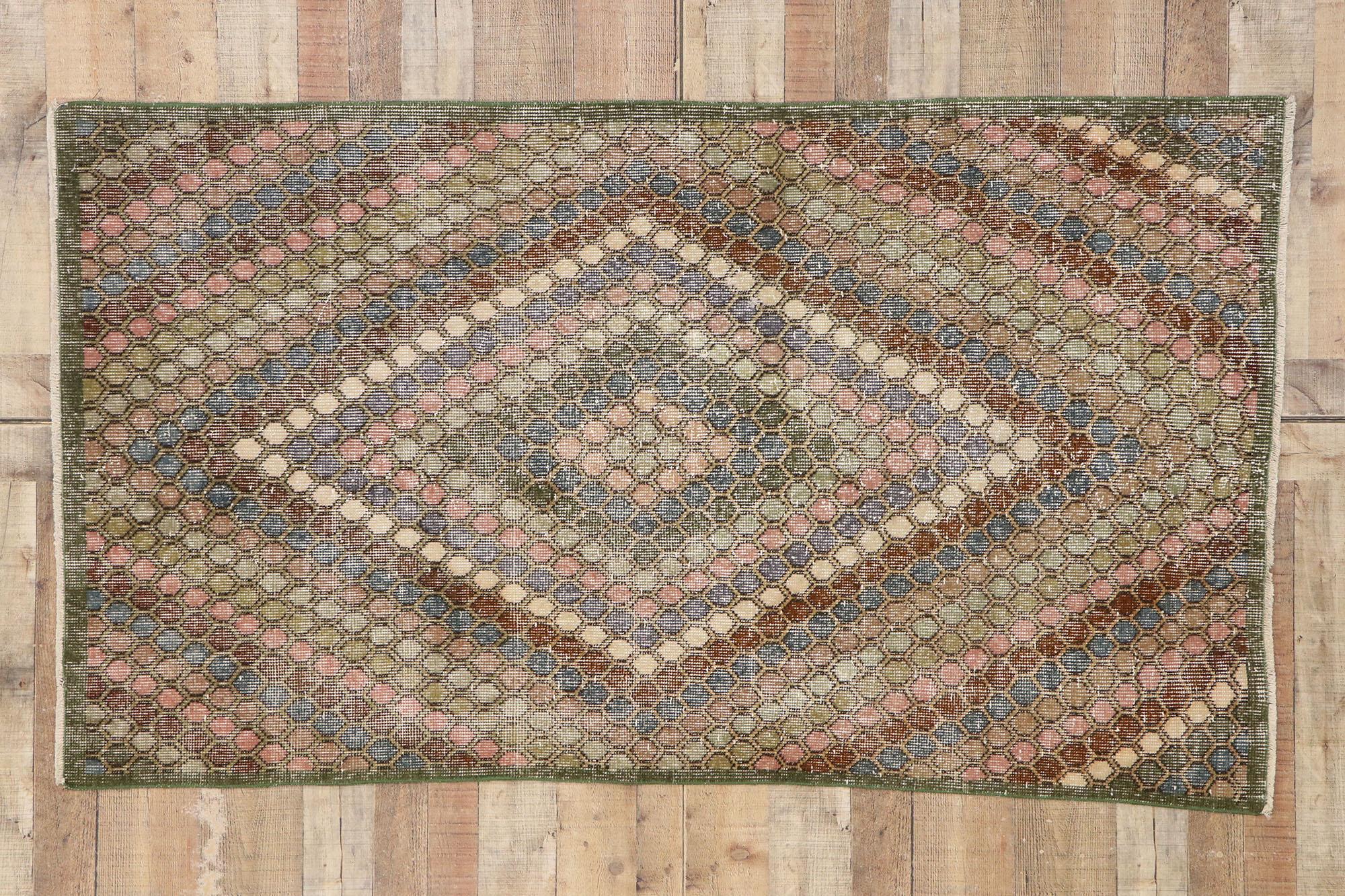 Distressed Vintage Turkish Sivas Rug with Rustic Bohemian Style For Sale 2