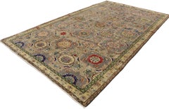 Distressed Vintage Turkish Sivas Rug with Rustic Craftsman Style