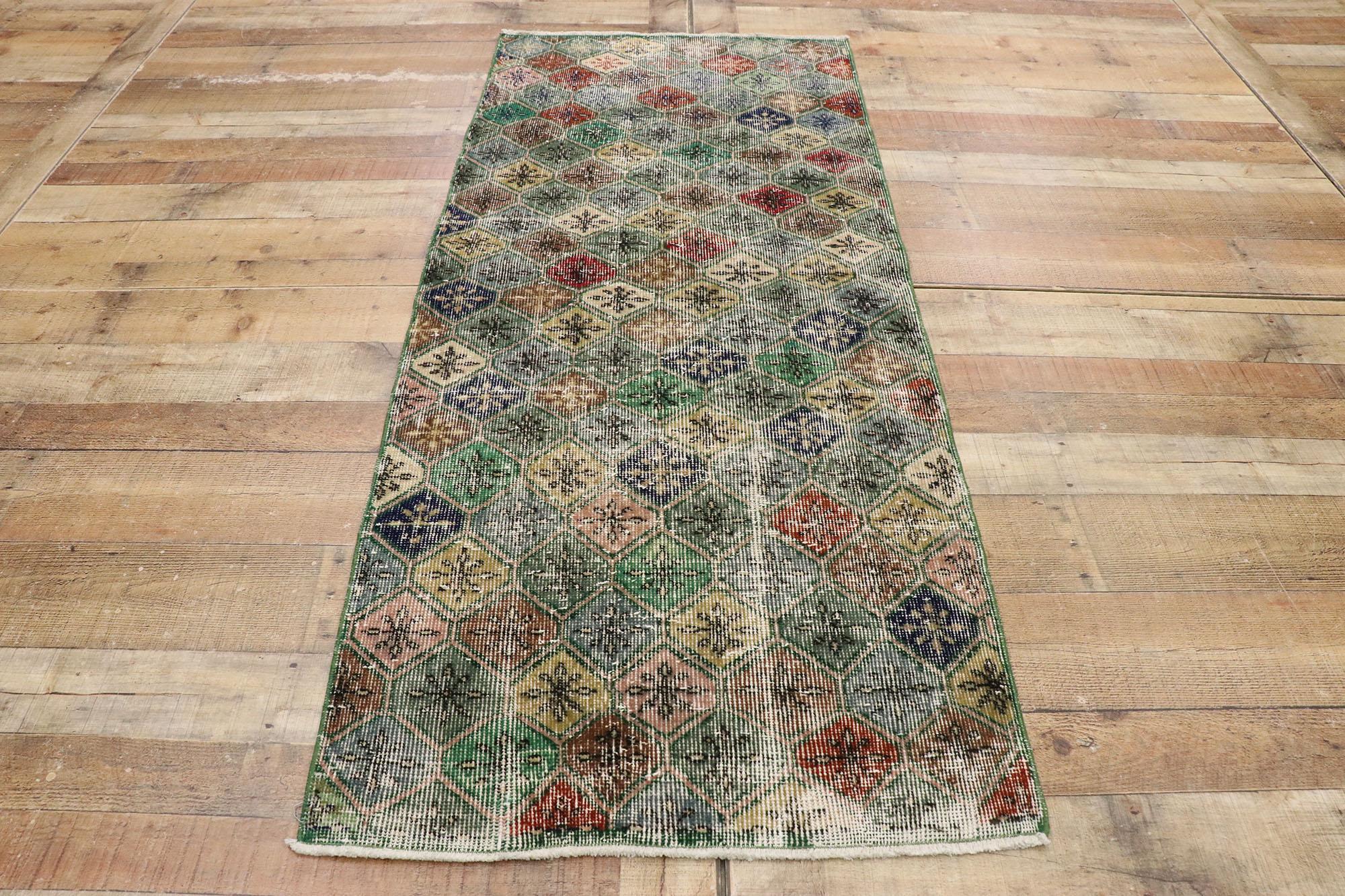 Distressed Vintage Turkish Sivas Rug with Rustic English Country Style 2