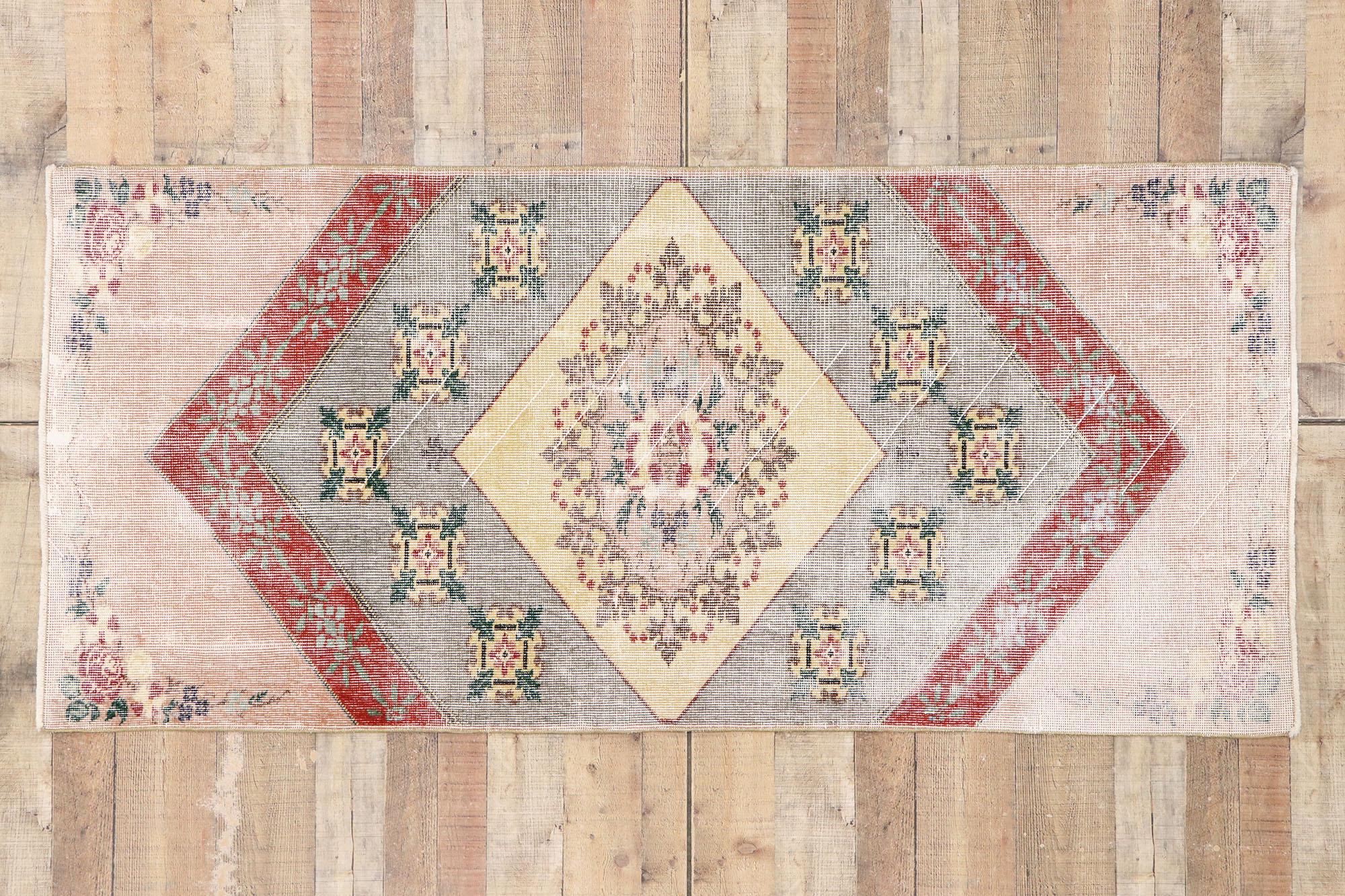 Distressed Vintage Turkish Sivas Rug with Rustic English Country Style For Sale 3