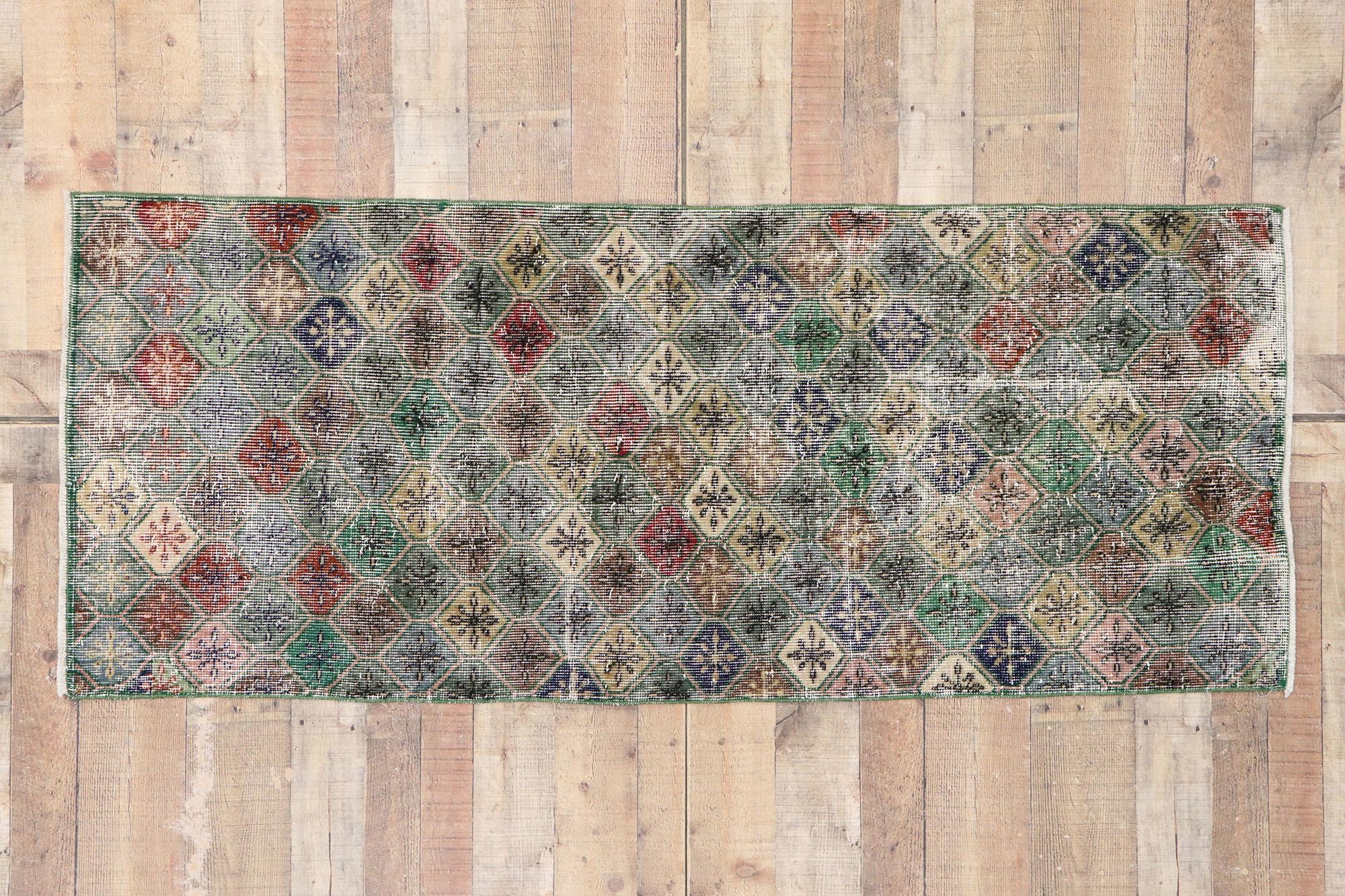 Distressed Vintage Turkish Sivas Rug with Rustic English Country Style 3