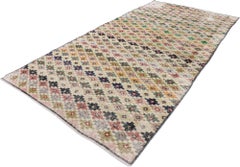 Türkischer Sivas-Teppich im Vintage-Stil mit rustikalem Mid-Century-Modern-Stil, im Used-Stil