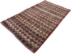 Türkischer Sivas-Teppich im Vintage-Stil mit rustikalem Mid-Century-Modern-Stil, im Used-Stil