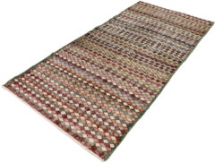 Türkischer Sivas-Teppich im Vintage-Stil mit rustikalem Mid-Century-Modern-Stil, im Used-Stil