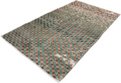 Türkischer Sivas-Teppich im Vintage-Stil mit rustikalem Mid-Century-Modern-Stil, im Used-Stil