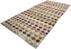 Distressed Vintage Turkish Sivas Rug with Rustic Mid-Century Modern Style