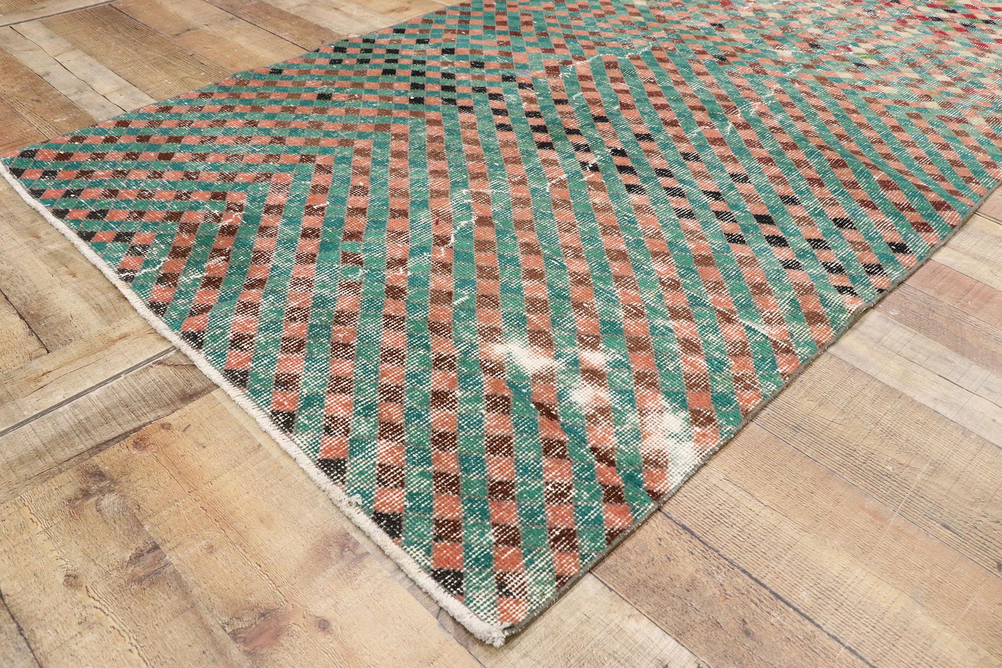 XX secolo Tappeto Sivas turco d'epoca con stile rustico e moderno del medio secolo in vendita