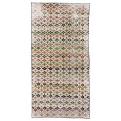 Türkischer Sivas-Teppich im Vintage-Stil mit rustikalem Mid-Century-Modern-Stil, im Used-Stil