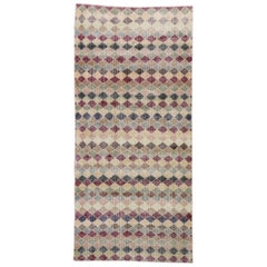 Tapis turc Sivas vintage vieilli avec style rustique moderne du milieu du siècle dernier