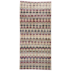 Distressed Vintage Turkish Sivas Rug with Rustic Mid-Century Modern Style