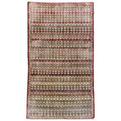 Türkischer Sivas-Teppich im Vintage-Stil mit rustikalem Mid-Century-Modern-Stil, im Used-Stil