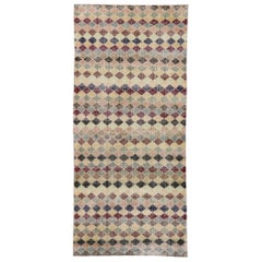 Distressed Vintage Turkish Sivas Rug with Rustic Mid-Century Modern Style