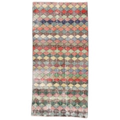 Distressed Vintage Turkish Sivas Rug with Rustic Mid-Century Modern Style
