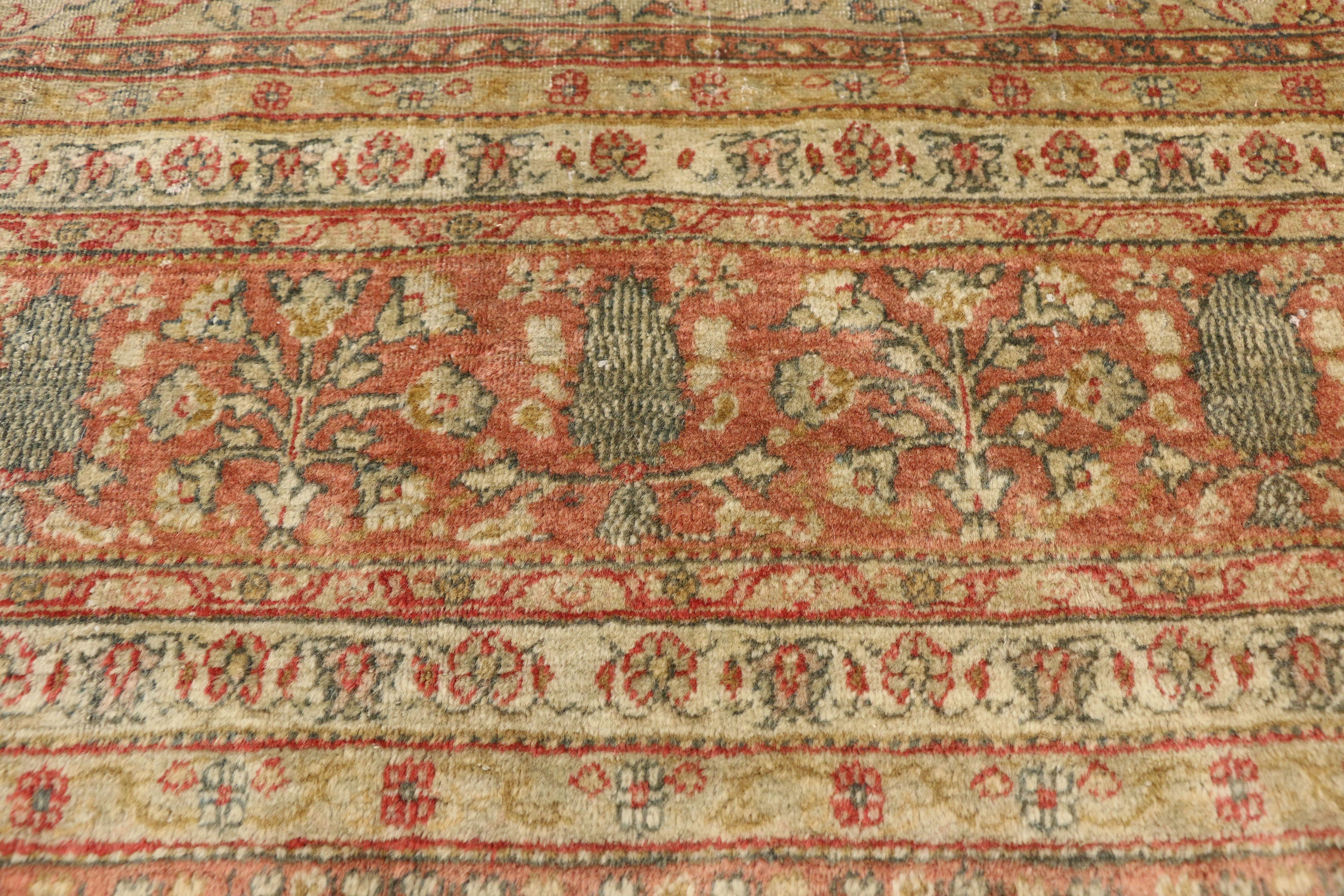 Distressed Vintage Turkish Sivas Rug with Rustic Northwestern Artisan Style In Distressed Condition For Sale In Dallas, TX