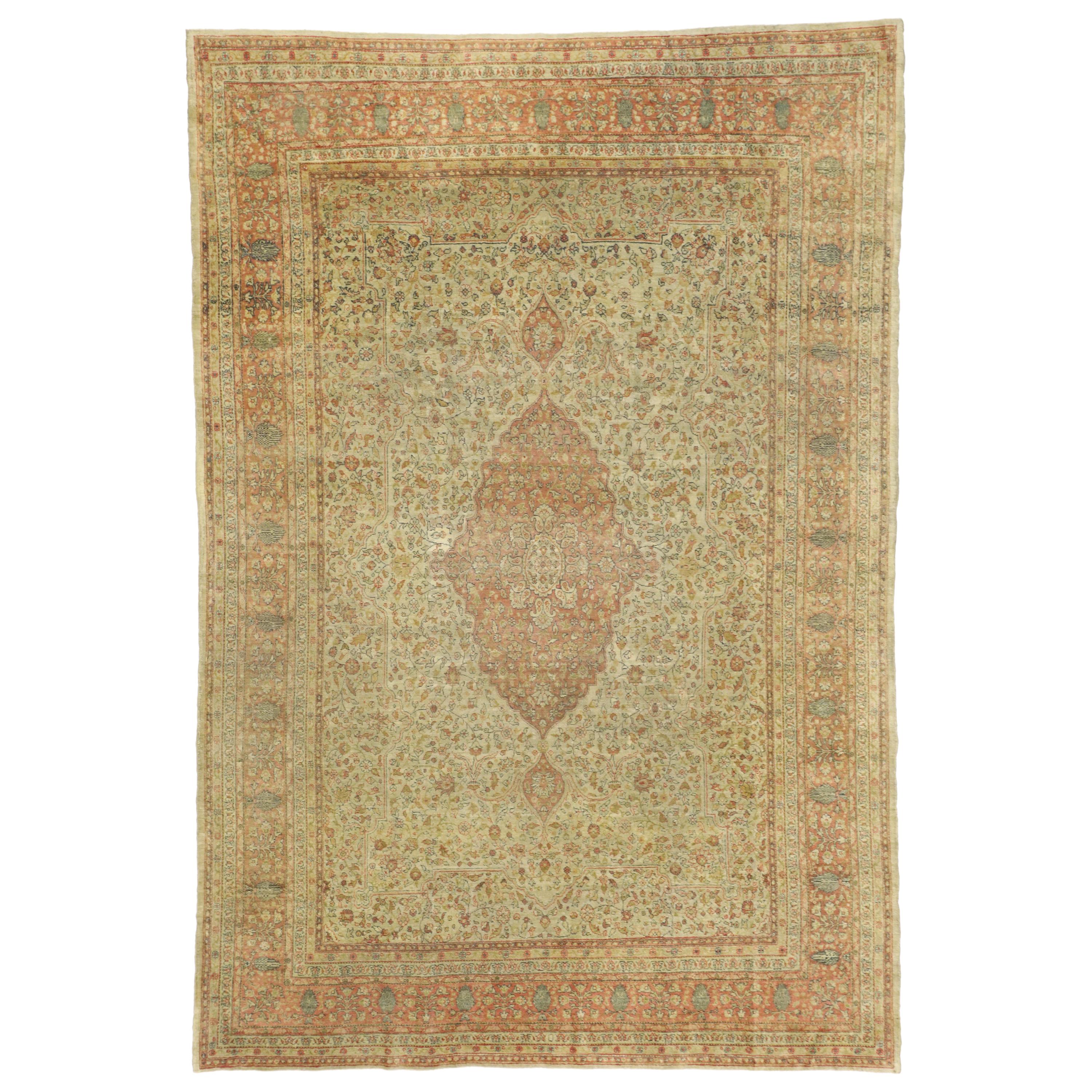 Alfombra Sivas Turca Vintage Desgastada de Estilo Artesano Rústico del Noroeste