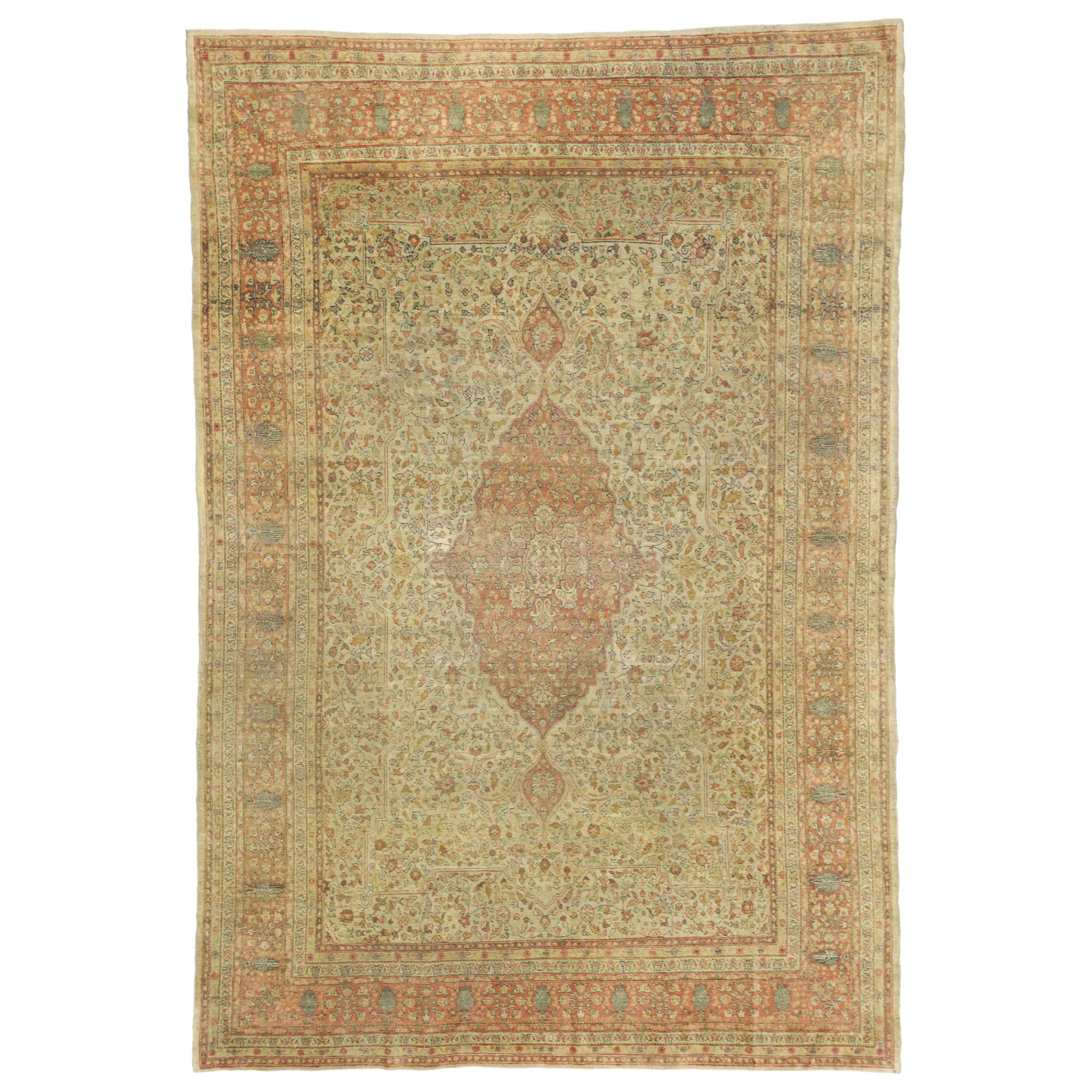 Distressed Vintage Turkish Sivas Rug with Rustic Northwestern Artisan Style For Sale