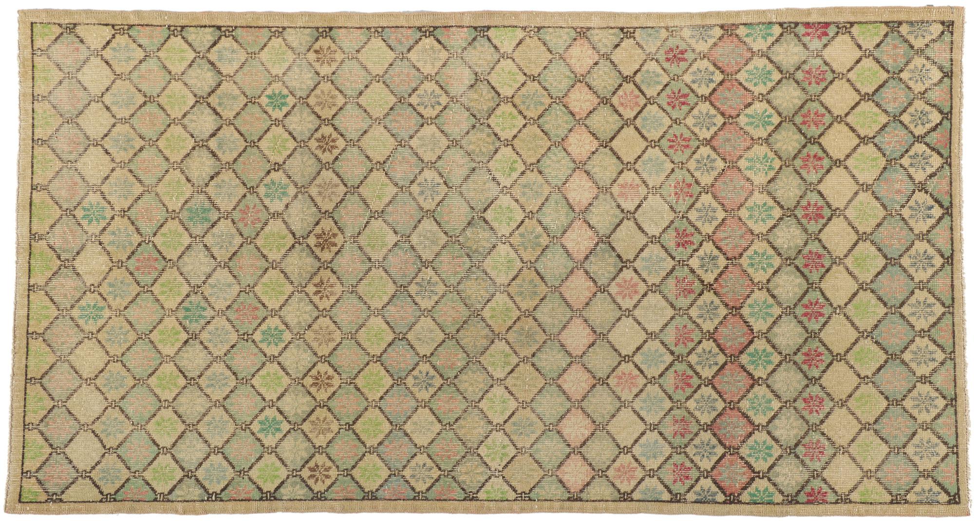 Distressed Vintage Turkish Sivas Rug with Rustic Pastel Earth-Tone Colors For Sale 4