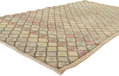 Türkischer Sivas-Teppich im Vintage-Stil im Used-Look mit rustikalen pastellfarbenen Erdtönen