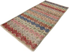 Distressed Vintage Turkish Sivas Rug with Rustic Postmodern Style