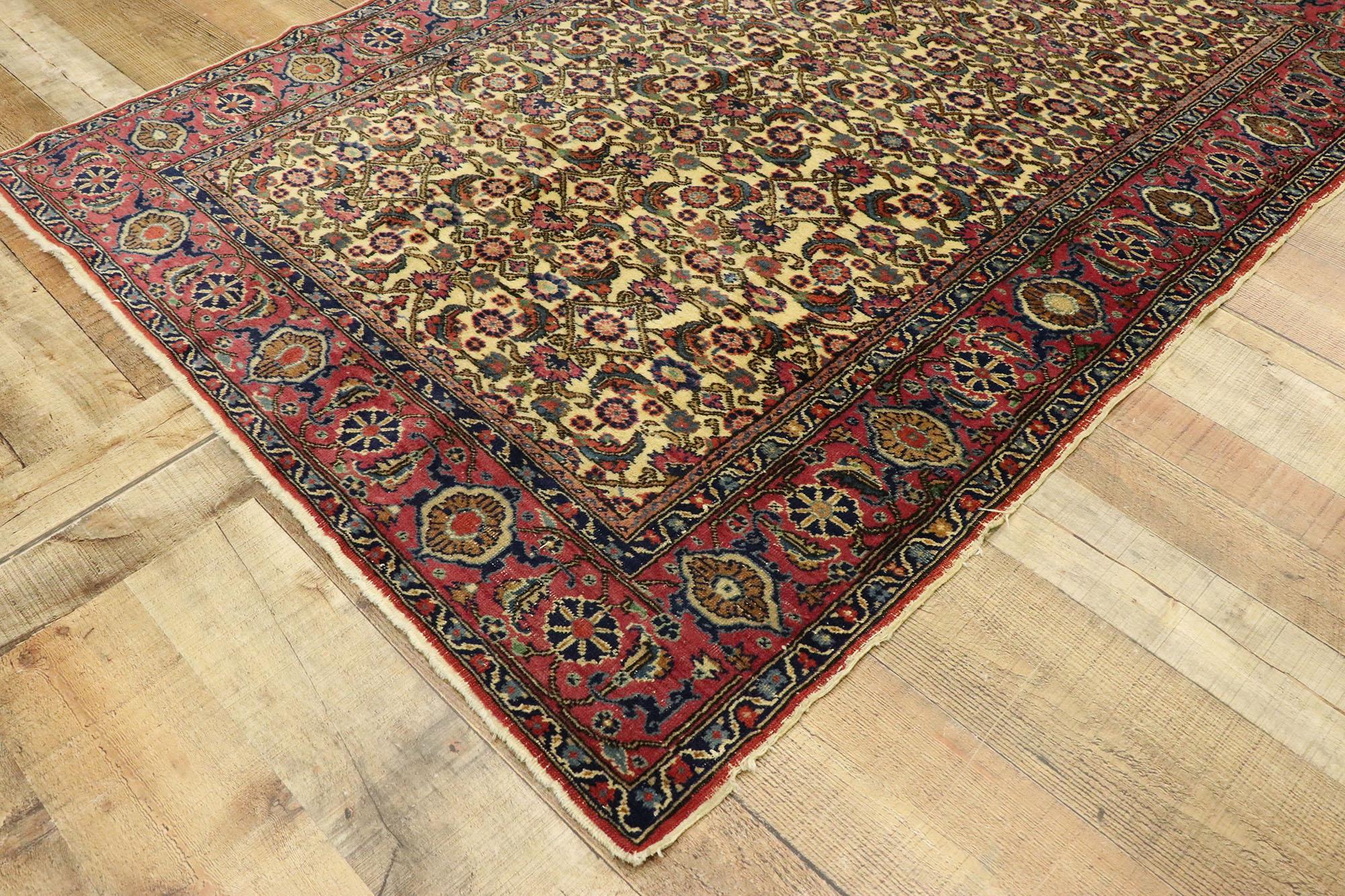 Distressed Vintage Turkish Sivas Rug with Rustic Victorian Style For Sale 1