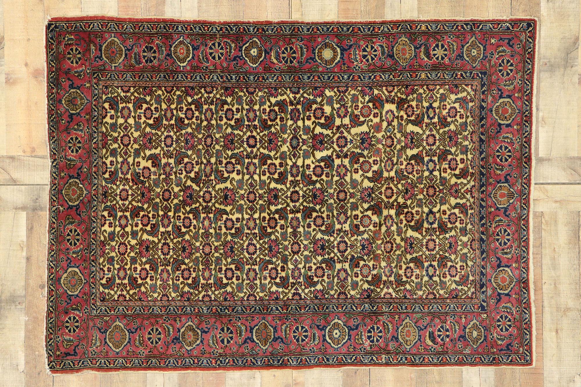 Distressed Vintage Turkish Sivas Rug with Rustic Victorian Style For Sale 3