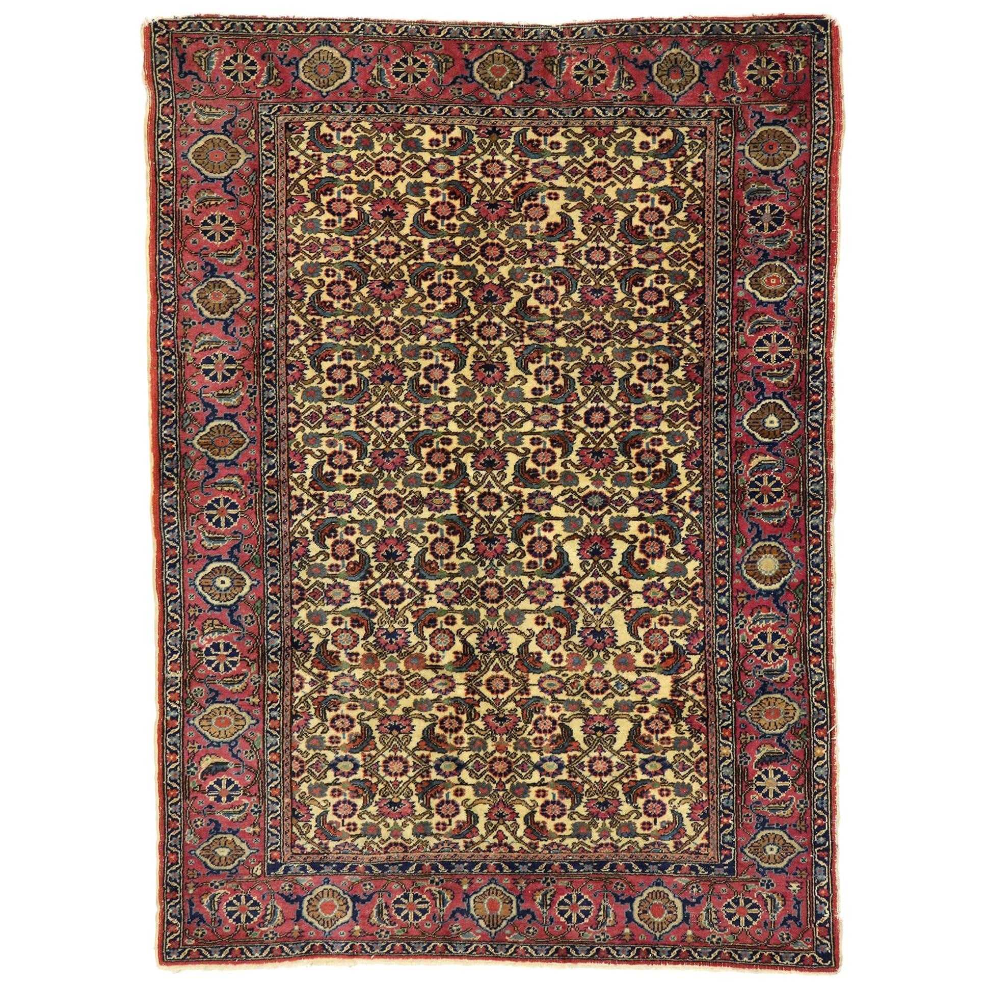 Distressed Vintage Turkish Sivas Rug with Rustic Victorian Style For Sale