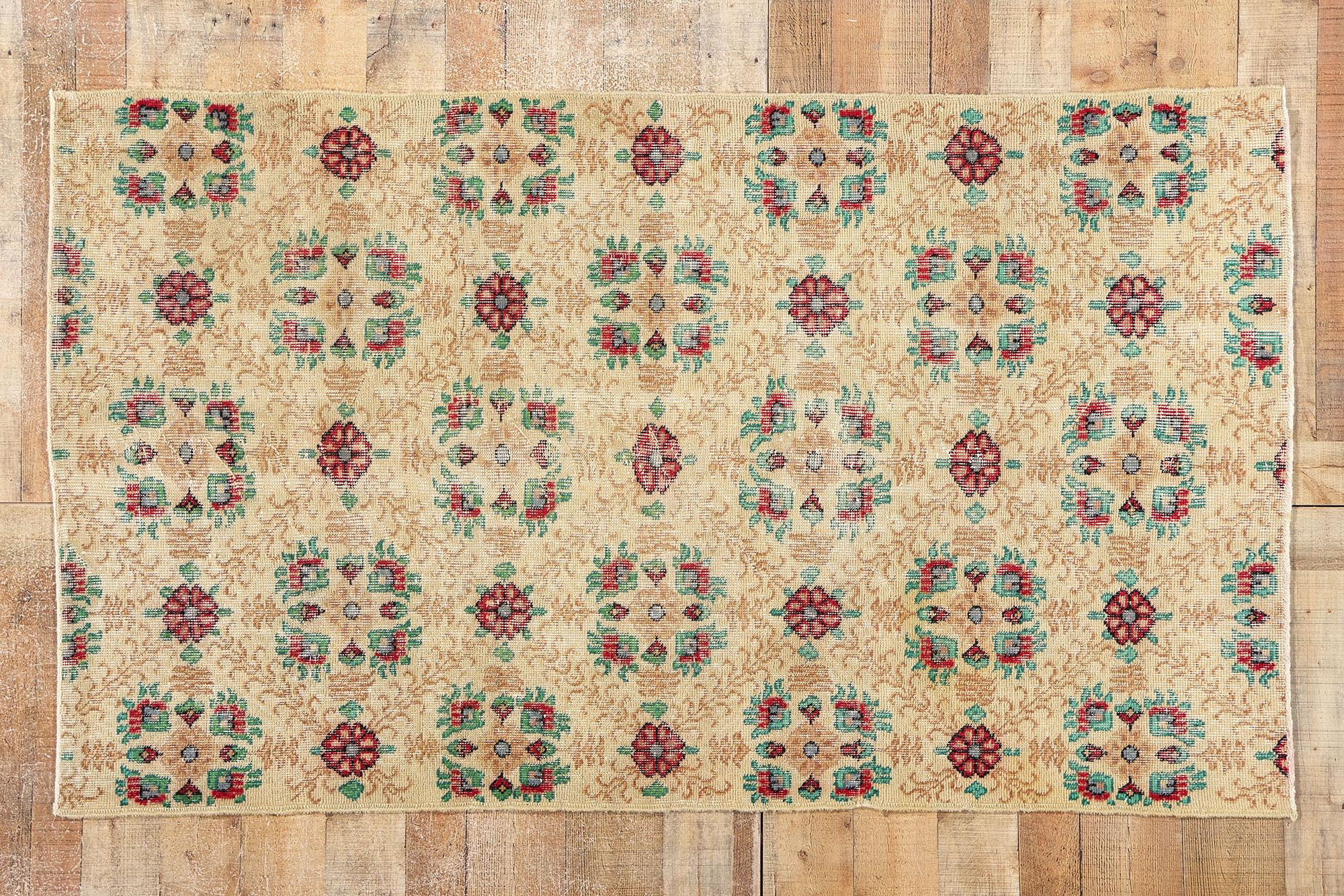 Tapis Sivas turc vintage vieilli en vente 1
