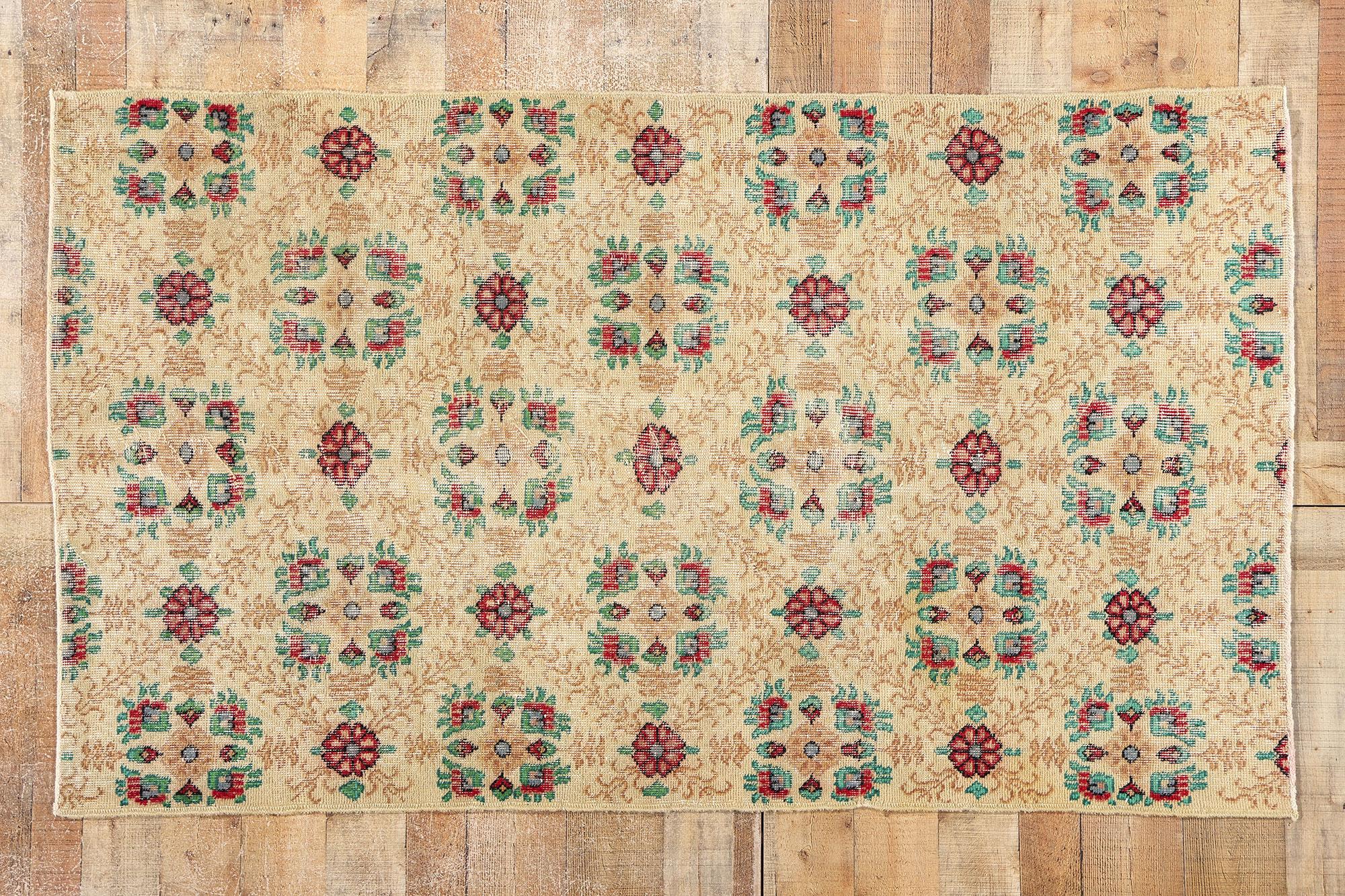 Distressed Vintage Turkish Sivas Rug  For Sale 2