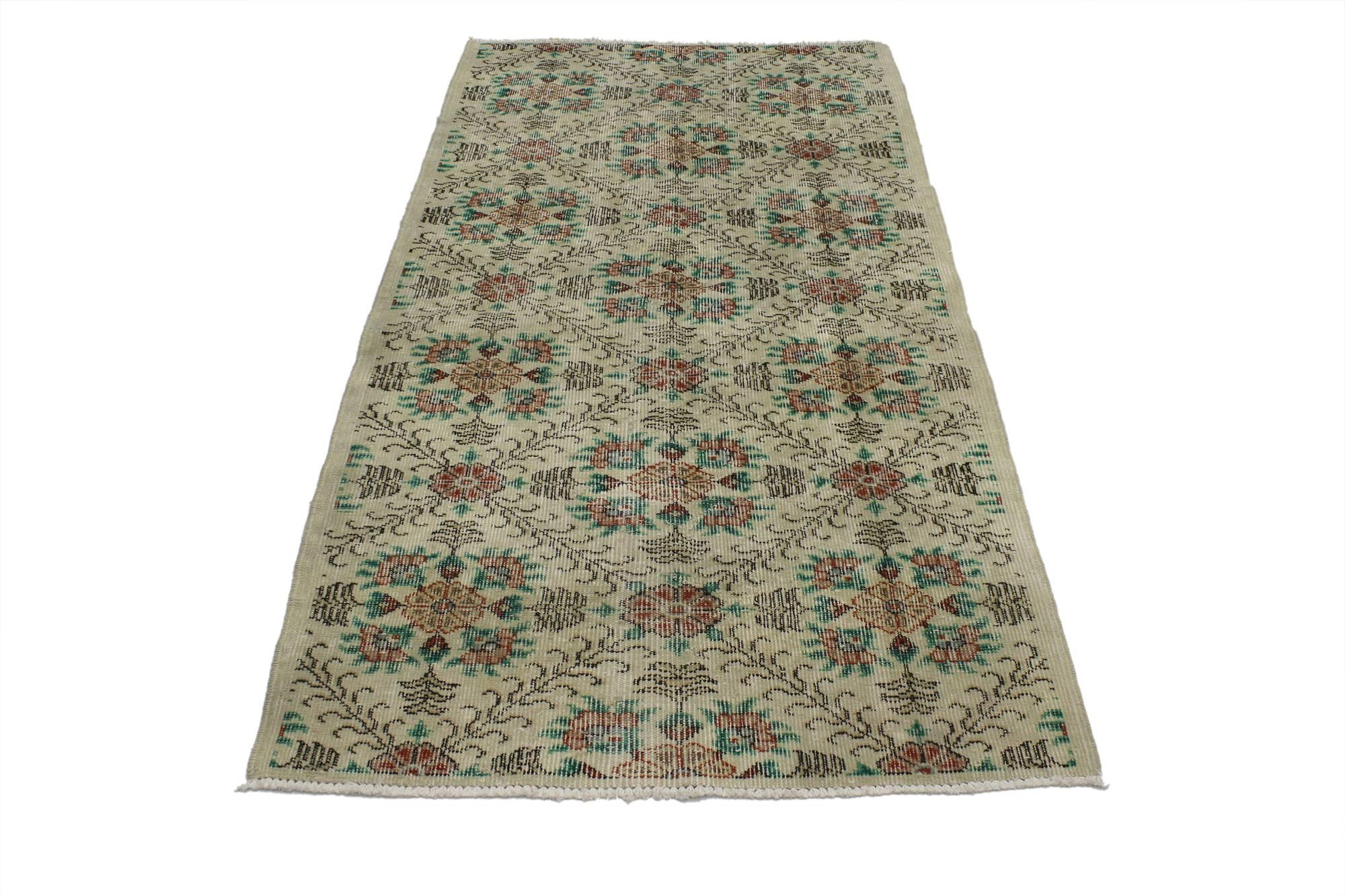 Industrial Distressed Vintage Turkish Sivas Rug with Shabby Chic Farmhouse Style For Sale