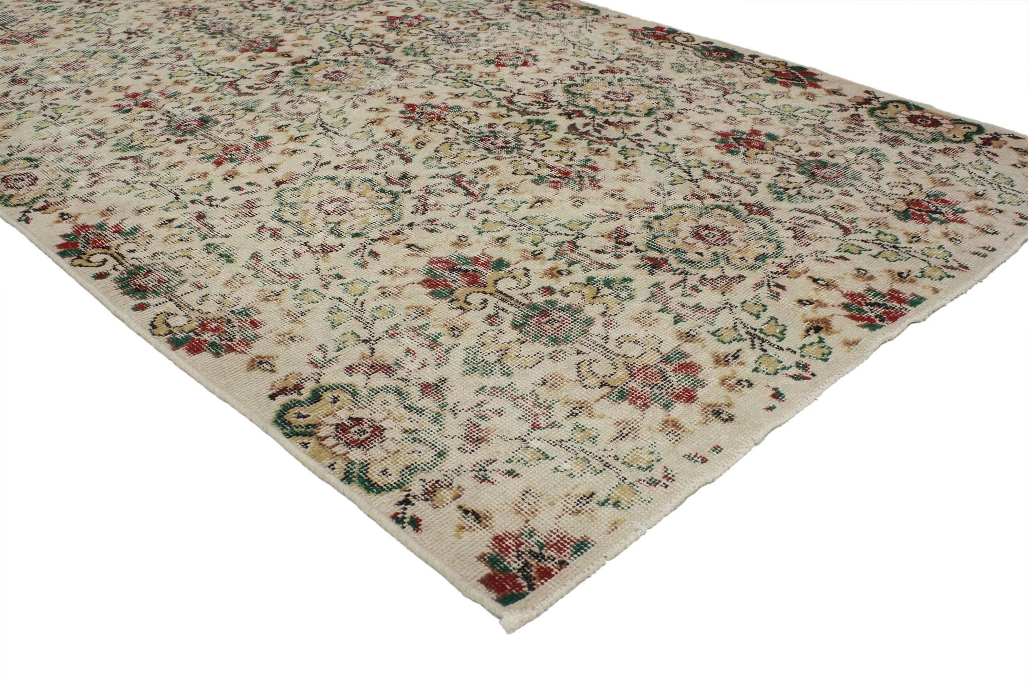 Industrial Distressed Vintage Turkish Sivas Rug with Shabby Chic Farmhouse Style For Sale