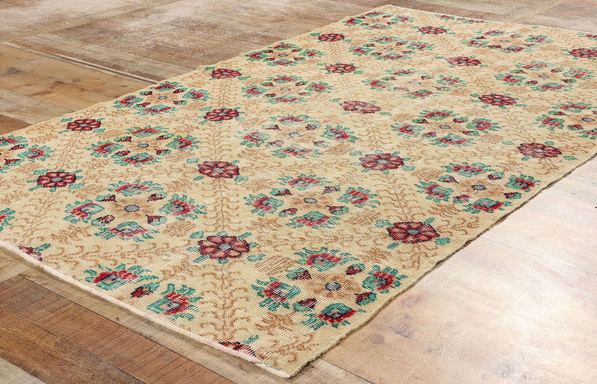 Wool Distressed Vintage Turkish Sivas Rug  For Sale