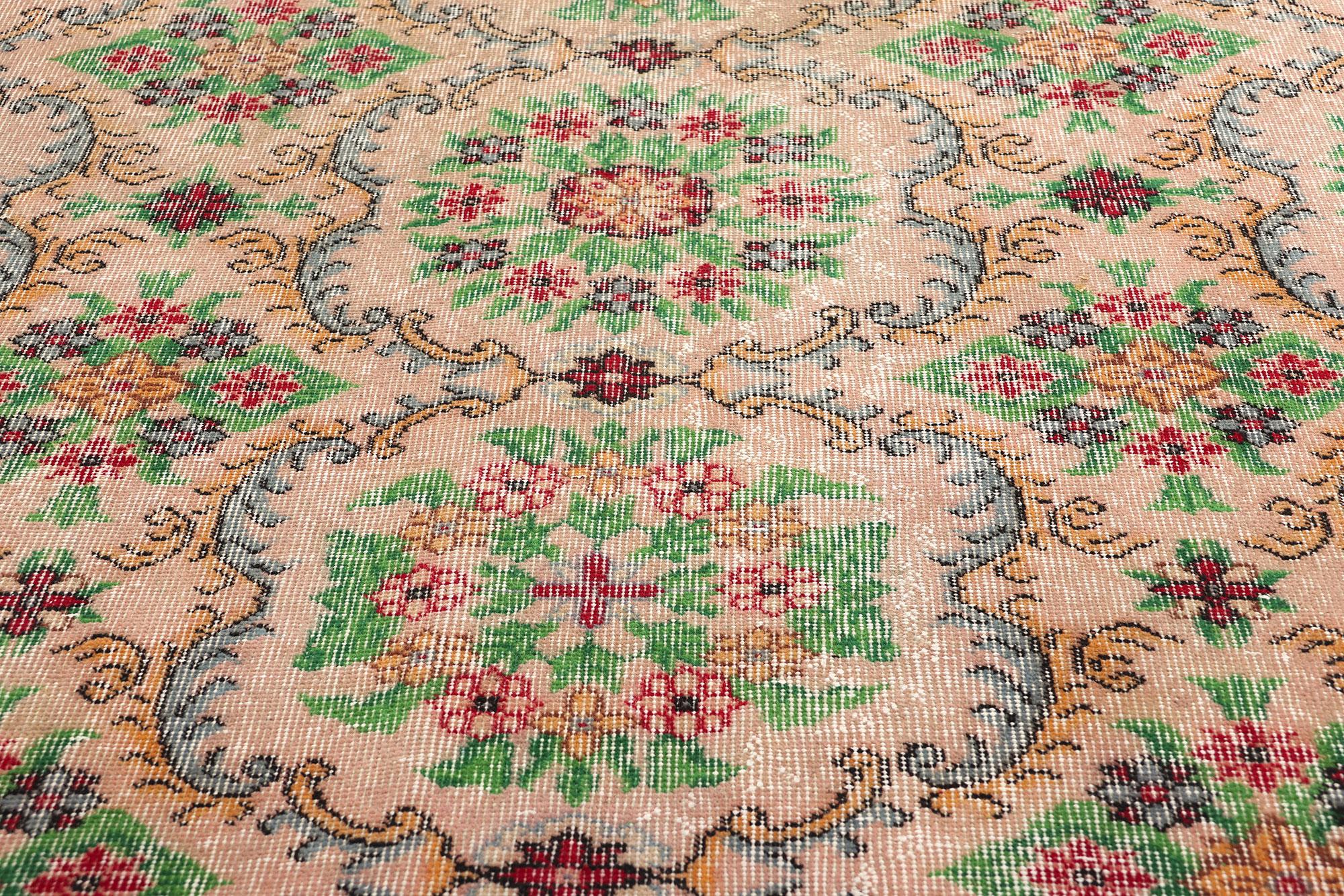 Hand-Knotted Distressed Vintage Turkish Sivas Rug  For Sale