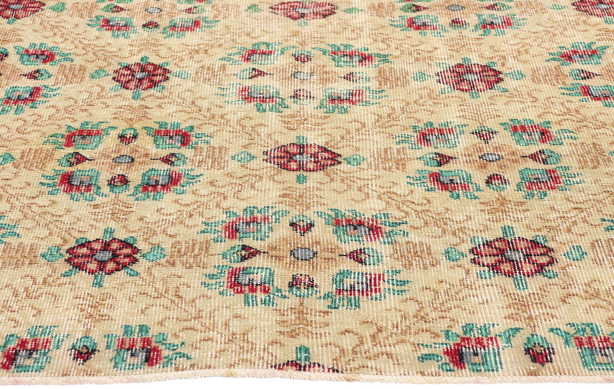 Hand-Knotted Distressed Vintage Turkish Sivas Rug  For Sale