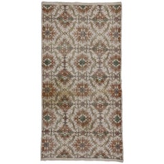 Distressed Used Turkish Sivas Rug with Shabby Chic Farmhouse Style