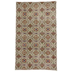 Distressed Vintage Turkish Sivas Rug with English Chintz Style