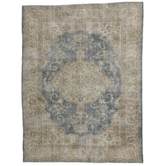 Distressed Vintage Turkish Sivas Rug with Shabby Chic Farmhouse Style